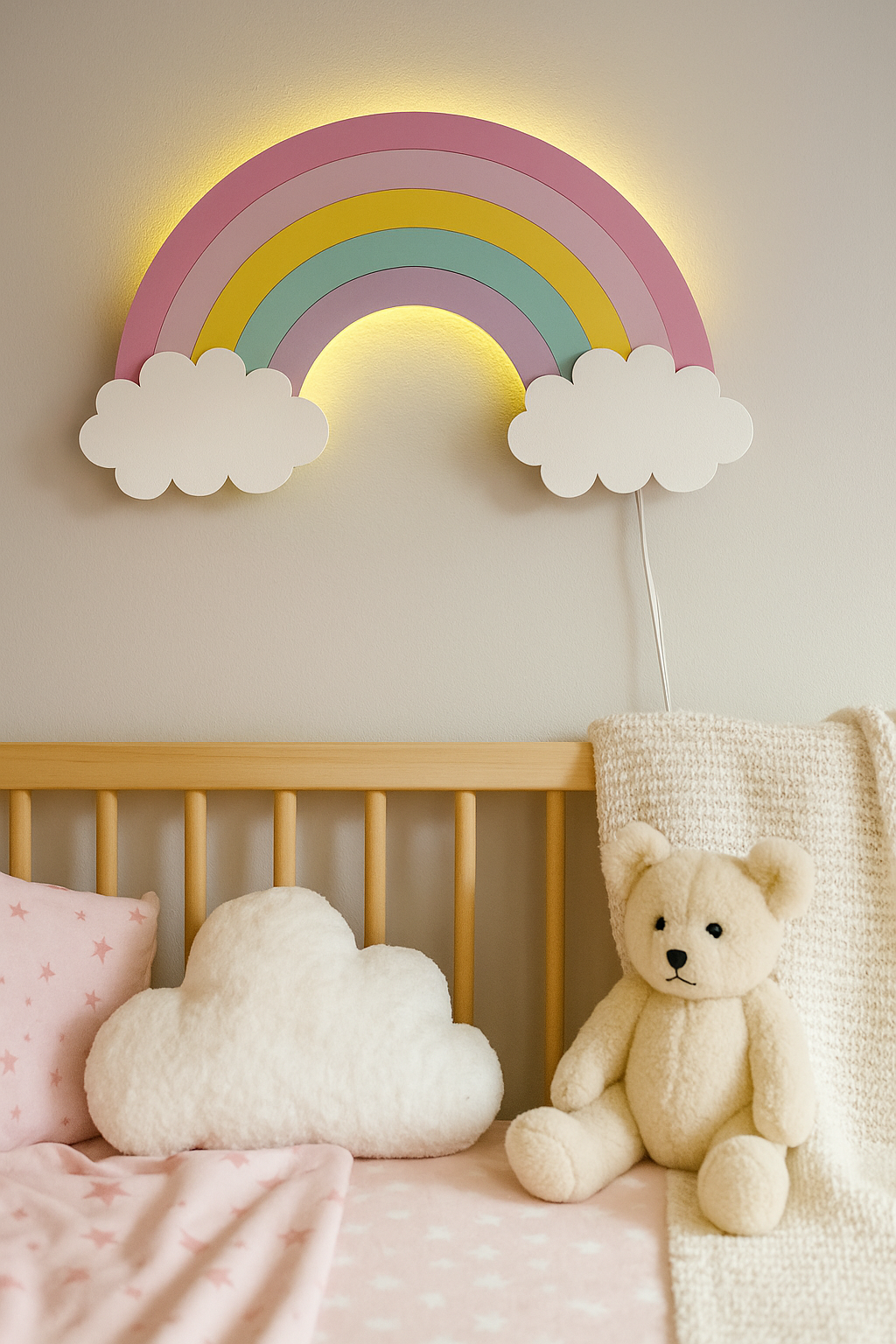 چراغ خواب کودک نورمخفی دیواری رنگین کمون